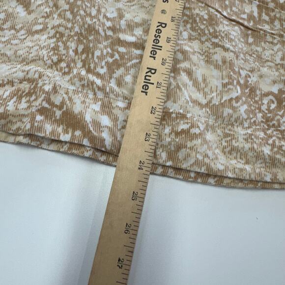 Soft Surroundings Top Womens Medium Tan White Animal Printed Funnel Neck Blouse - Picture 6 of 7